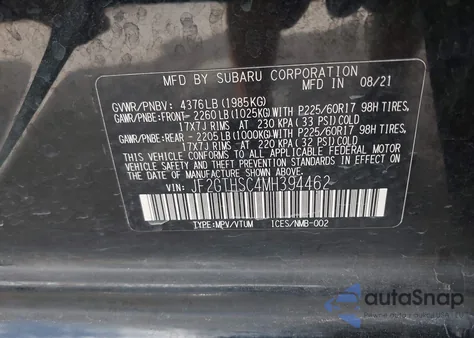 2021 Subaru Crosstrek Sport from USA, damaged, VIN JF2GTHSC4MH394462